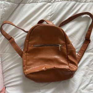 Wild Fable Mini Tan Croc-Embossed Backpack